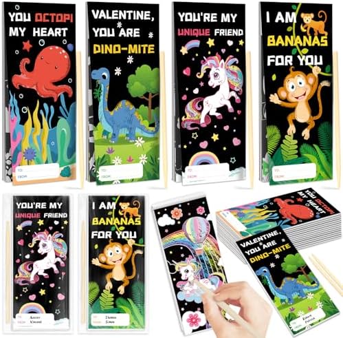 Valentine's Day Cards for Kids School, 24 Pack Valentine's Day Cards for Kids with Rainbow Scratch Art Craft Books, Valentines Day Gifts For Kids Classroom Exchange, Valentines Party Favors Prizes image 3