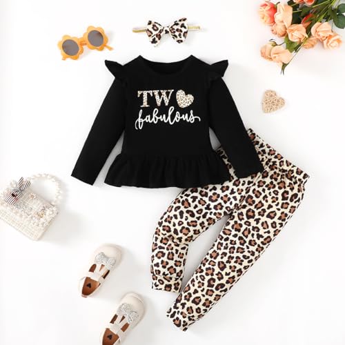 Baby Girl 2nd Birthday Outfit Girl Two Years Old Birthday Outfit Toddler Girl Leopard Clothes2