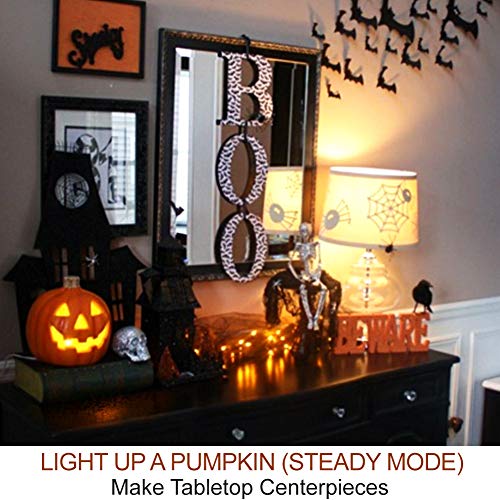 4-Pack Halloween LED Pumpkin Lights Battery Operated - Orange Pumpkin Lights with Timer and Remote Halloween Decor - Jack-O-Lantern Decoration Outdoor3