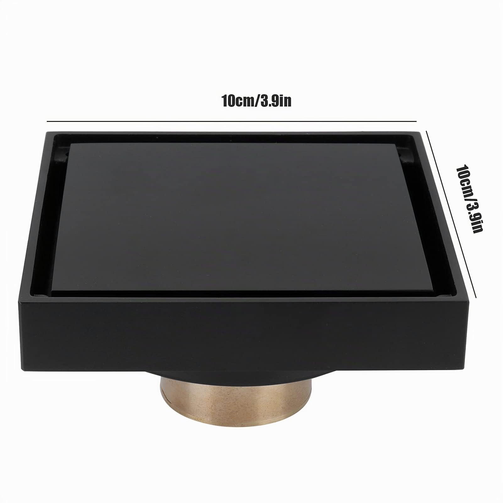 Buachois Scarico a Pavimento,10x10 cm Piletta Doccia a Pavimento Quadrato Nero con Griglia di Copertura Rimovibile,Doccia Quadrato Scarico a Pavimento in Rame Filtro per Cucina Bagno Balcone