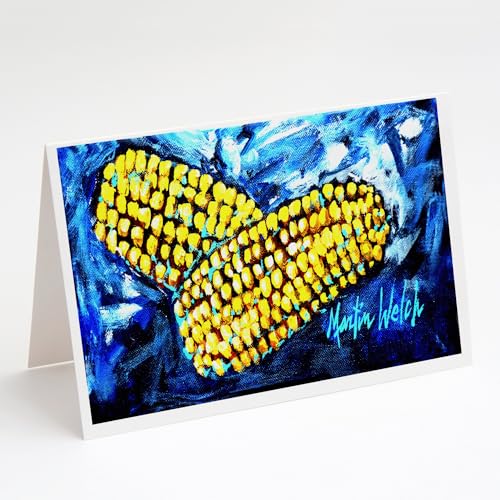Caroline's Treasures Two Corn Please Greeting Cards Pack of 8 Blank Cards with Envelopes Whimsical A7 Size 5x7 Blank Note Cards
