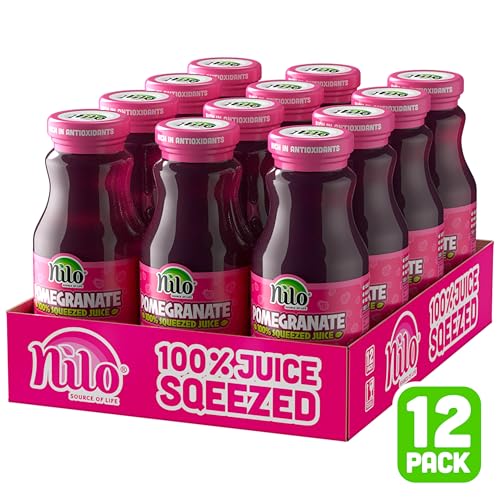 NILO Pomegranate Juice | 100% Squeezed Pomegranate Granada | NO Sugar added | NON GMO | NOT From Concentrate | 8.45 oz (Pack of 12)