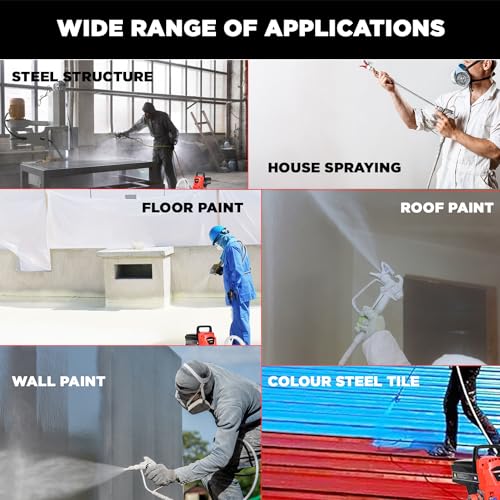 Image of Gigawatts AP8628 Airless Paint Sprayer with Powerful 1000W Motor Max Pressure 22.7MPa /3300PSI 15m High-Pressure Hose 2.2L /min Flow Rate for House Interior Exterior Wall Furniture