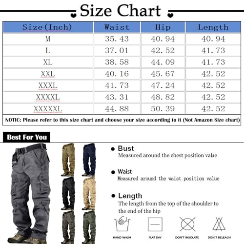 SOOUICKER Outdoor Cargohose Herren Regular Fit Outdoor Hosen Baumwolle Arbeitshosen Männer Viele Taschen Vintage Wanderhose Cargo Trekkinghose Weit Lang