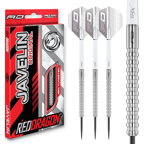 RED DRAGON Darts - Javelin 22g Steeldarts | Originalserie Dart Set – 85% Tungsten Dartpfeile – Profi Dart Pfeile inkl. Dartflüge & Dartschäfte