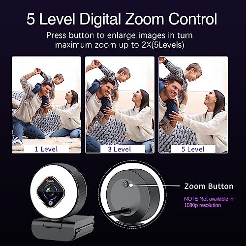 Angetube HD Webcam with Ring Light for Desktop 1080P Streaming Web Cam with Dual Microphone, 5X Digital Zoom Used for Video Chat and Conferencing,... - Image 3