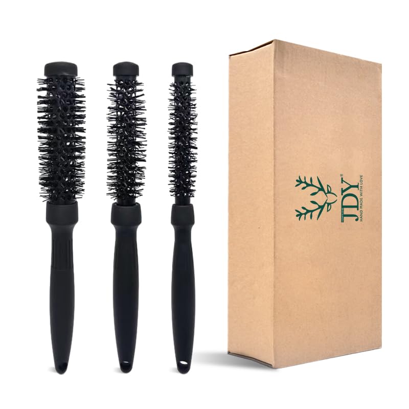 JDY Juego de 3 cepillos redondos para secado de pelo corto, cepillo térmico profesional de iones de cerámica, 3 tamaños diferentes
