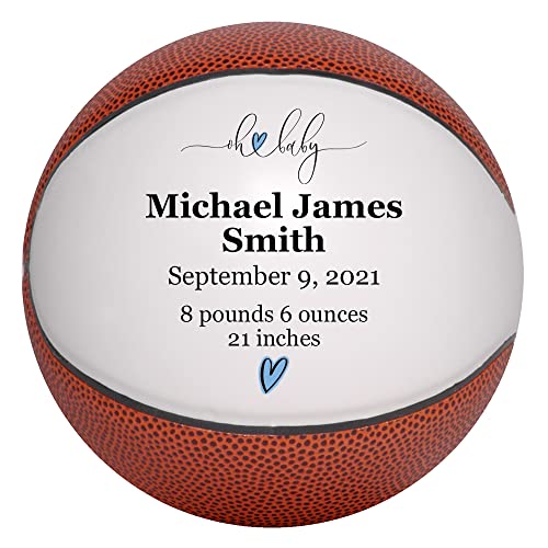 Personalized Baby Birth Announcement Basketball Keepsake for Newborn Baby Boy or Baby Girl, Customized with Baby’s Information for Baby Shower, Gender Reveal Party, or Nursery Decor