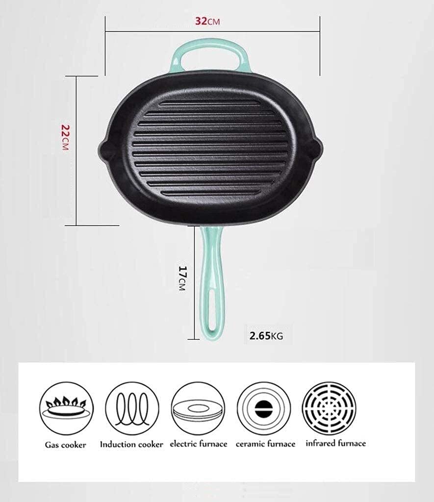 Ovale Bratpfannen aus emailliertem Gusseisen, verdickte Bratpfanne, antihaftbeschichtet, 32 cm