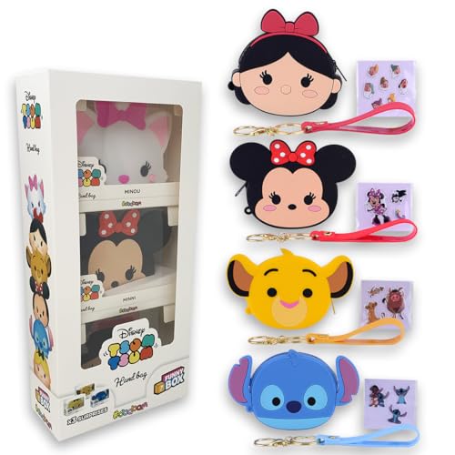 #sbabam Funny Box Disney Tsum Tsum Hand Bag, Bolso para Niñas y Chicas con Personajes Disney, Gadget de Cumpleaños para Niñas con Stickers y Cinta