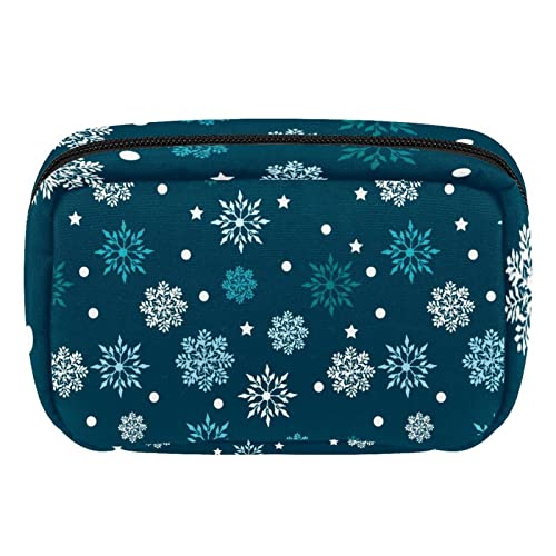 Bolsa de maquillaje personalizada con patrón de copos de nieve de invierno retro para mujeres y niñas, Varios colores, 17.5x7x10.5cm/6.9x4.1x2.8in