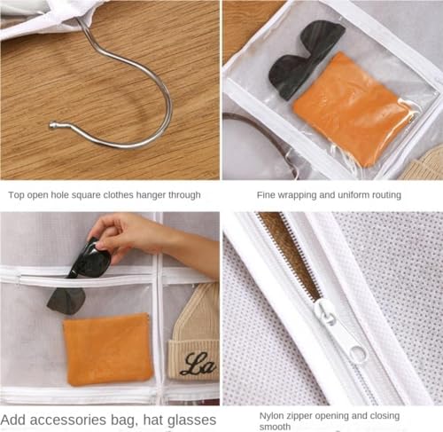 Habrur Clothes Cover 5pcs Garment Bag Hanging Clothes Storage With Zipper 4 Large Pockets Suit Bags Suit Bags (Color : A, Size : 60 * 120cm)3