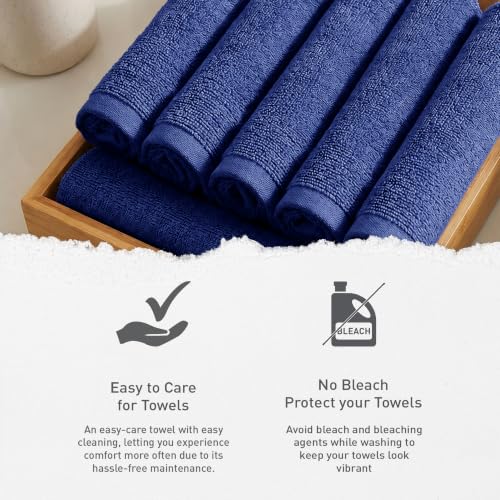 Image of MYTRIDENT Face Towel | Urban Comfort | Quick Drying | Travel Friendly | for Men /Women | 6 Pc Face Towel (30 cm x 30 cm) | 100% Cotton 450 GSM - Navy