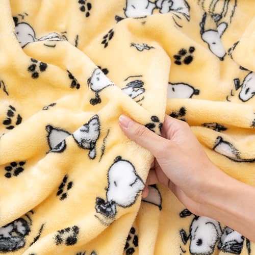 Image of Berkshire Blanket Peanuts VelvetLoft Cute Character Snoopy Plush Throw Blanket,Peanuts Poses and Paws Sundress,Throw 55 in x 70 in (Official Peanuts Product)
