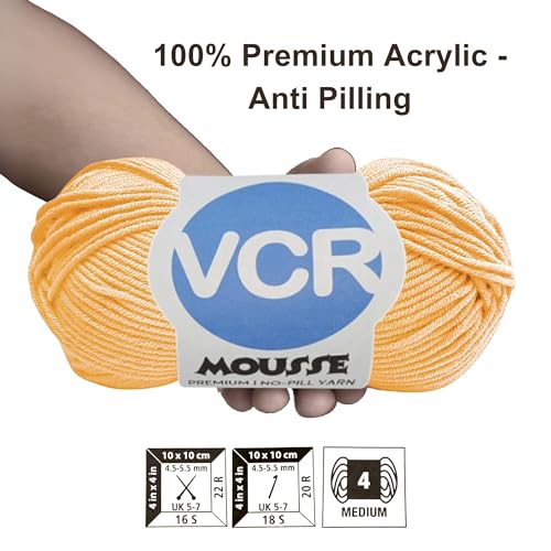 Image of VCR 4 Ply Light Orange Yarn, 100 Grams Hank, 190 Meters Length, Acrylic Ball for Crochet and Knitting, Soft Crosia Threads, Pack of 1 Yarn, Suitable for DIY Crafts