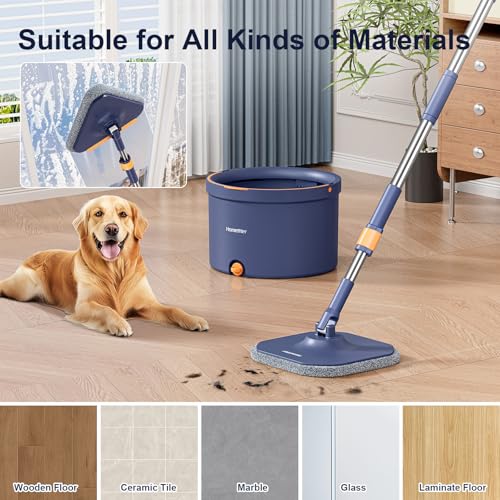 CIOXSOIO Wischmopp Set mit Eimer, 2-in-1 Bodenwischer & Fensterwischer 132cm - 2 Kammer System zur Trennung von Schmutz und Frischwasser mit 4 Mikrofaser Wischpads, für Fenster Bodenreinigung – Bild 8