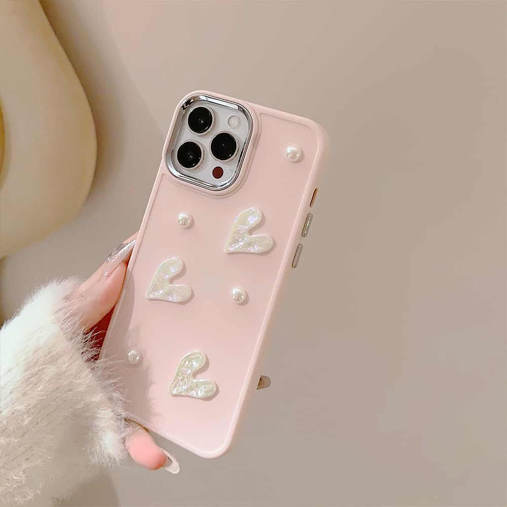 LSOUGUK Compatible with iPhone 11 Case for Girls Women,Cute 3D Love Heart Pearl Design Protection Case Fashion Slim Soft TPU Shockproof Protective Cover for iPhone 11-Pink - Image 4