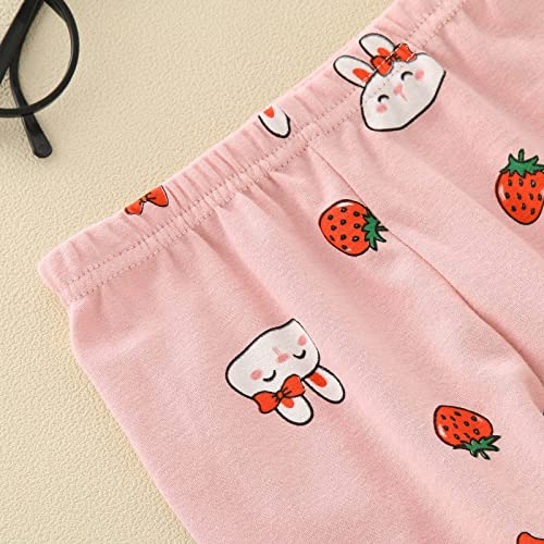 Kids Long Sleeve 𝐏a𝐣ama Set Cute Strawberry 𝐏ajamas Bunny 𝐋oun𝐠ewear for Toddler Girls Boys Crewneck Cotton 𝐏𝗝s4