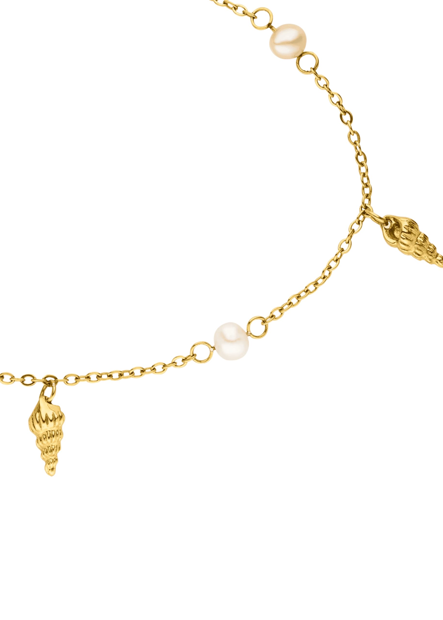 Purelei Akala Fußkettchen mit Muschelanhängern und Süßwasserperlen, verstellbares Fußkettchen aus Edelstahl, Damen Schmuck