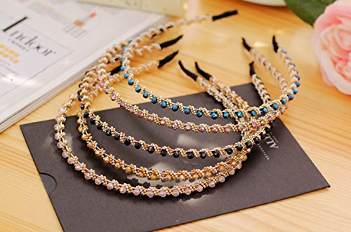 Ruihfas Fashion 5Pcs Bling Rhinestone Hair Hoop Band Crystal Beaded Headband For Women #TOP4