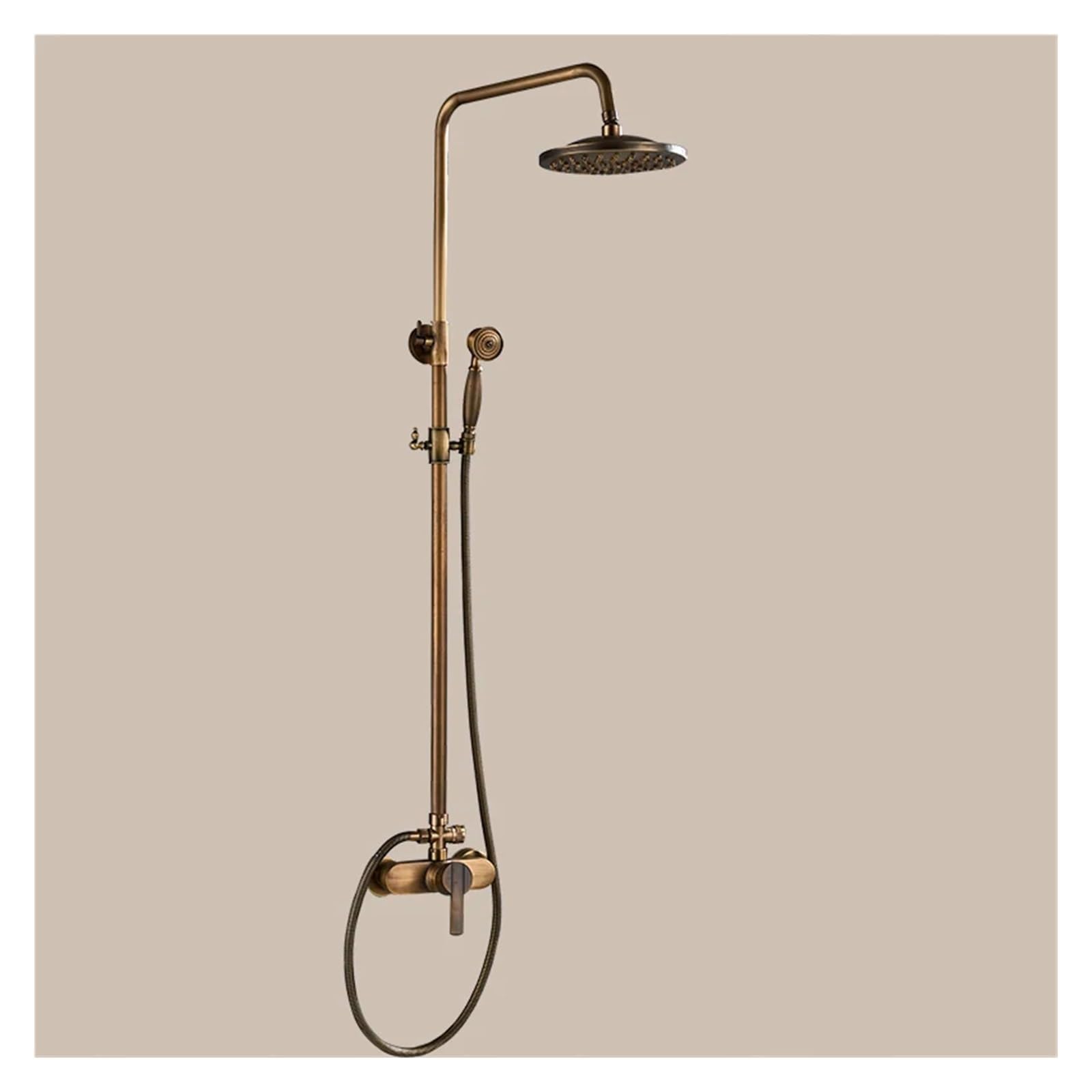 NGDFGR Bathroom Antique Brass Rainfall Shower Faucets Set 8'' Dual Handle Mixer Tap Shower Shelf Swivel Tub Spout Bath Shower Commodity,Shower,Type a