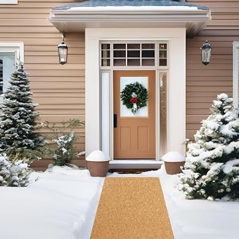 10 ft Long Non-Slip Winter Walkway Mat – 18" Wide, Natural Coconut Fiber with Latex Rubber Backing for ICY and Snowy Surfaces – Ideal for Sidewalks, Steps, and Entryways Cover
