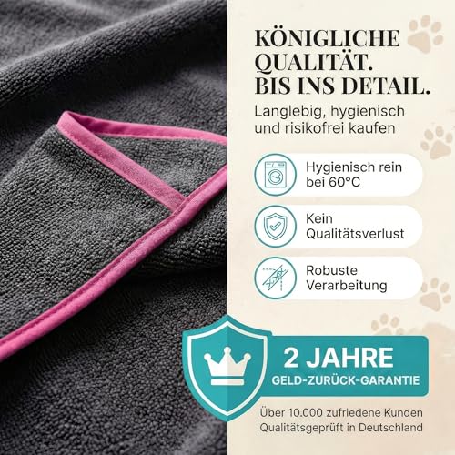 HUND IST KÖNIG Hundehandtuch extra saugfähig - Hunde Handtuch saugstark aus Mikrofaser mit 4 Eingriffen - Weiches XL Microfaser Handtuch für Hunde - Premium Hunde Trockentuch, schnell trocknend
