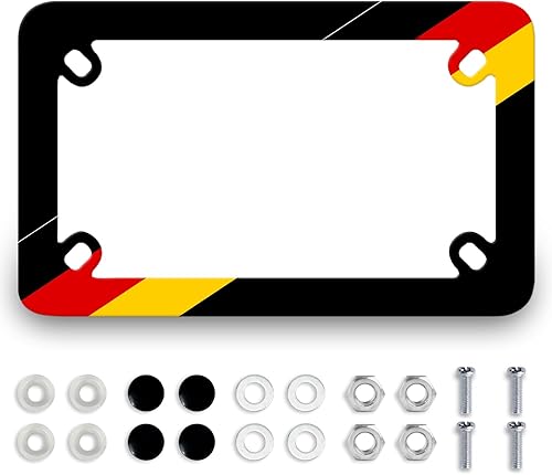 Miniatura 8 de Marco de placa de matrícula de motocicleta de flor de cerezo blanco y negro, soporte de etiqueta de mariposa de acero inoxidable, 4 agujeros, Flor