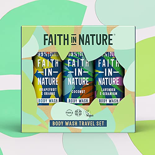 Faith In Nature 3 x 100ml Natural Body Wash Travel Gift Set, Vegan & Cruelty Free, No SLS or Parabens - Image 3