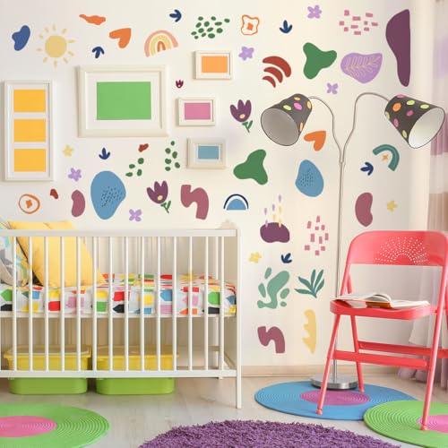 Abstract Shapes Wall Decals，Giant Set of Wall Sticker，Modern Wall Art Wall Decals, Colorful, Rainbow, Pattern Stickers (Irregular Wall Stickers)