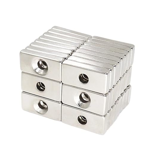 LUAORHC Rectangular with Hole 20x10x3mm-4 Counterbore Neodymium Iron Boron Double Spot(20pcs)