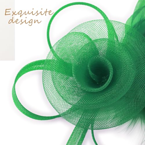 Image of DRESHOW Fascinators Hats for Women Tea Party Fascinator Hats Vintage 50s Headwear Cocktail Wedding Church Derby Hat