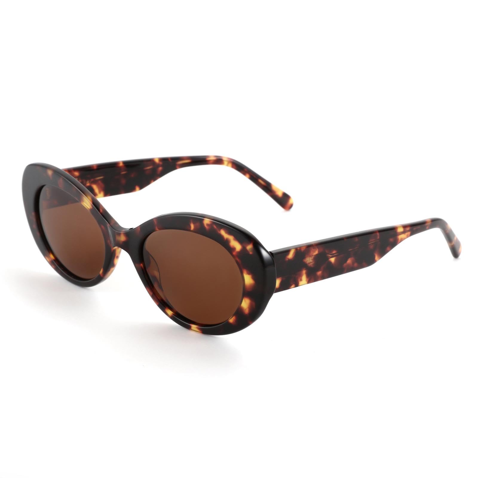 Gafas de sol polarizadas ovaladas de acetato para mujer, montura gruesa, UV400