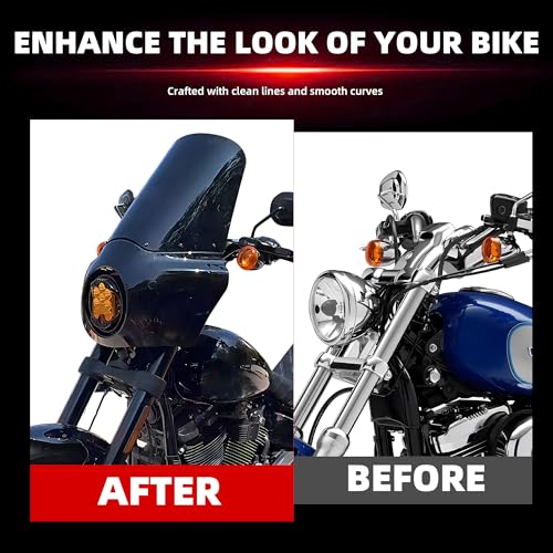 Image of FATECIM Motorcycle 5.75 inch Headlight Fairing with 15 inch Dark Smoke Windshield Windscreen & 35-41mm Mounting Hardware For Harley 86-15 Sportster 1200 Iron 883 XL883N Sportster 1100