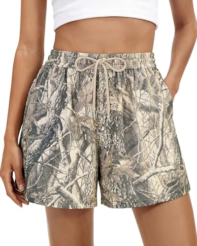 BTFBM Casual Floral Shorts for Women Beach Fashion Pajama 2026 Summer Outfits Lounge Sleep Y2K Beach Bottoms(Floral Grey,Medium)