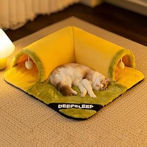 Pawtenda Cat Tunnel Bed Cozy Pet Haven with Peekaboo Design, Ideal Indoor Cat Tunnels for Fun Play
