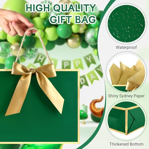 Image of JMANNI Gift Bags with Handles, 13 inch Medium Gift Bags with Tissue Paper | 1 Pcs Green Bags, 2 Tissue Paper and 1 Cards, for Baby Shower, Wedding Bridal Shower, Birthday Party