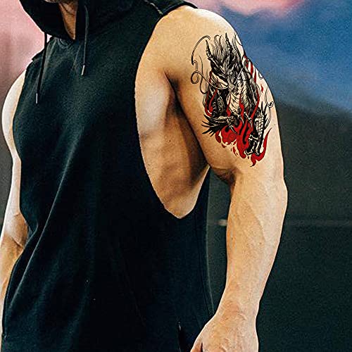 30 Sheets Large Dragon Wolf Temporary Tattoos, Arm Hands Face Tattoo Sticker For Men Women,Spider, Scorpion, Dragon Designs Long Lasting #TOP2