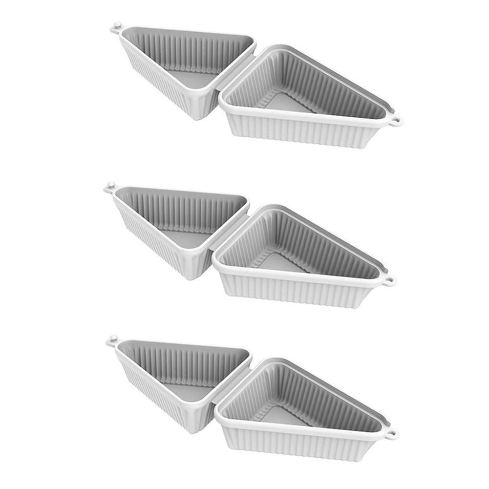 Hndhbfgrt Reusable Triangular Silicone Cake Box(3 Pcs), Mille Crepe Box, Sandwich Storage& Baking Packaging Pastry Gray
