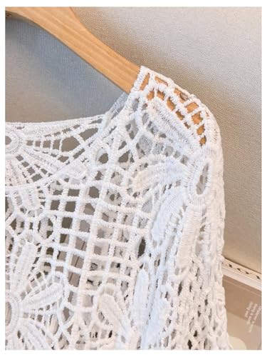 Image of MakeMeChic Women's Plus Size Crochet Boho Tops Summer Vacation Beach Cover Ups Sweater