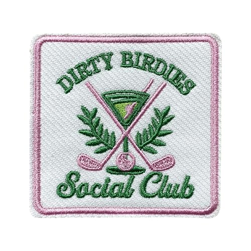 Dirty Birdies Social Club Patch 3 Inches Gifts for Golfer Funny Golfing Golf Club Iron On/Sew On Embroidery Fabric Applique Patches for Trucker Hats Clothes Backpack DIY Accessories Friends Mom Gifts
