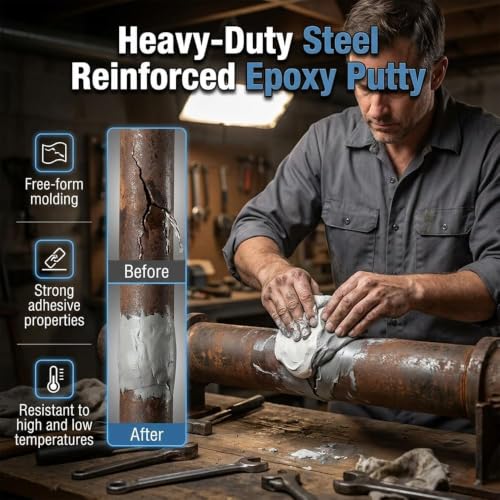 Image of Steel Reinforced Epoxy Putty, 2026 New Waterproof Heat-Resistant Epoxy Putty Repair Kit, All Purpose Filler Putty AB Epoxy Clay for Metal Wood Tile Ceramics for Bonding Repairing Sculpting (2PCS)