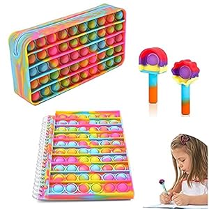 BKPAPTXY Notebook Potlood Box Pop Fidget Sensory Toy Pack Eenvoudige Poppet Popper Figetget Speelgoed Set Angst Stress…