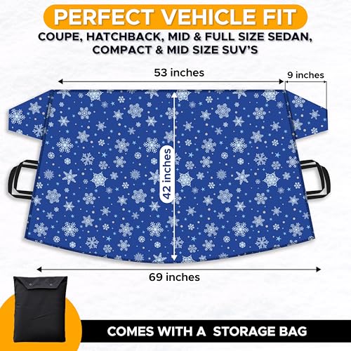Image of EcoNour Car Windshield Cover for Ice & Snow | 600D Polyester All-Weather Windshield Protector | Water, Heat & Sag-Proof | Winter Car Snow Cover | Standard Size 69 inch x 42 inch