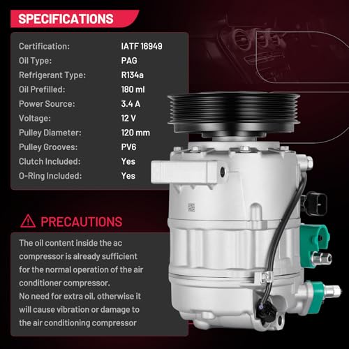 BDFHYK 178315 Air Conditioning A/C Compressor with Clutch Compatible with Hyundai Equus V8 5.0L 2011-2013, Genesis V8 4.6L 2009-2012