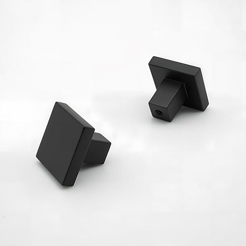 Miniatura 4 de FURFITT Paquete de 10 pomos cuadrados color negro mate para gabinetes de 1-316 pulgadas de longitud de aleación de zinc sólido para cajones y