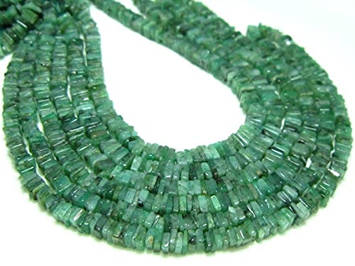 Perles émeraude véritables de 4mm taillées en heishi lisse haut de gamme