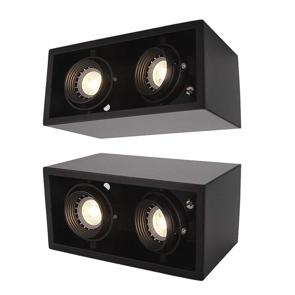 Spotlight 2-Pack Noir Rectangulaire orientable pour plafond et mur de couloir