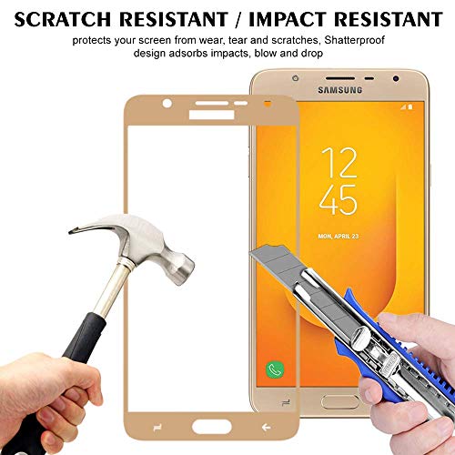 Image of Screen Protector for Samsung Galaxy J7 Duo (Gold) Tempered Glass Edge-to-Edge 6D Screen Guard With Installation Kit
