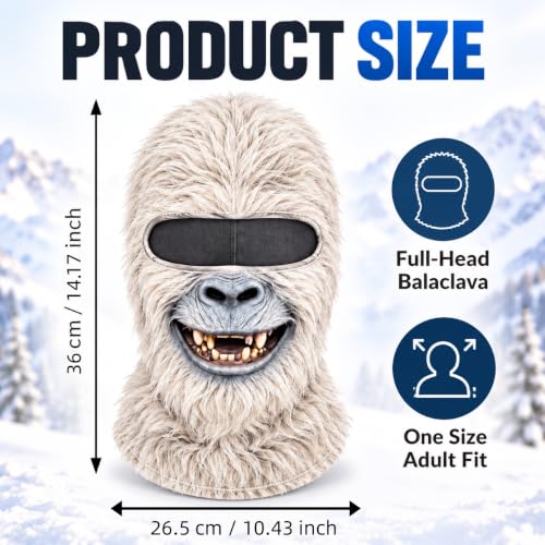 3D Printed Animal Winter Face Mask, Realistic Full Head Balaclava，Gorilla-A - image 2